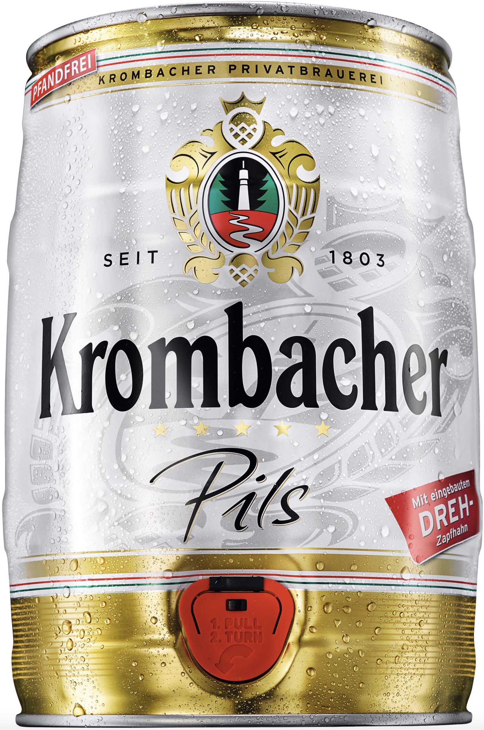 Krombacher Pils 1 x 5,0L Party Fass Pfandfrei