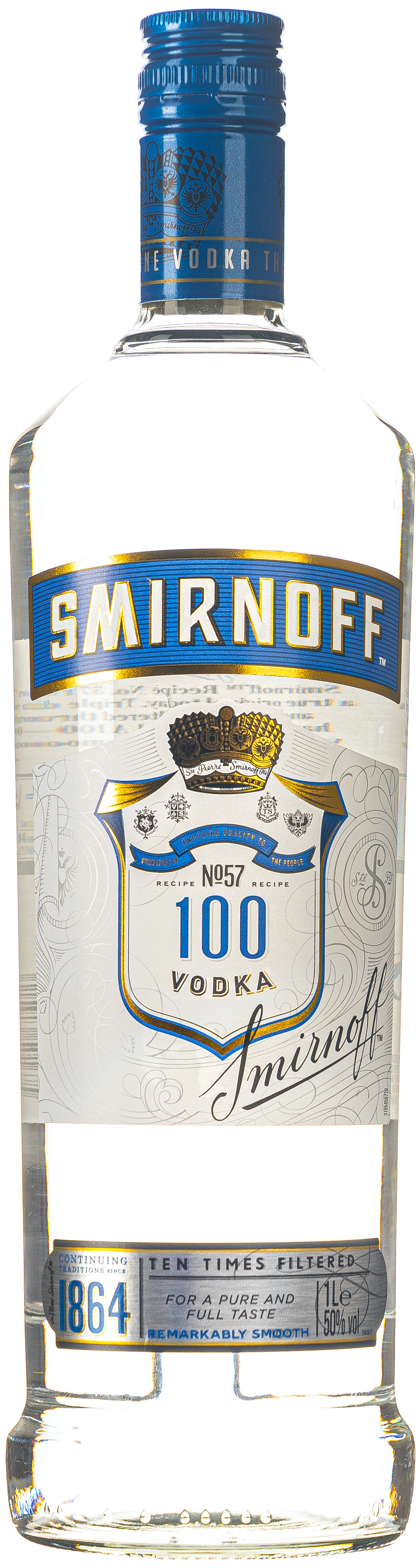 Smirnoff No.57 Vodka Label | 5410316501675 Blue 50% 1,0L Premium vol